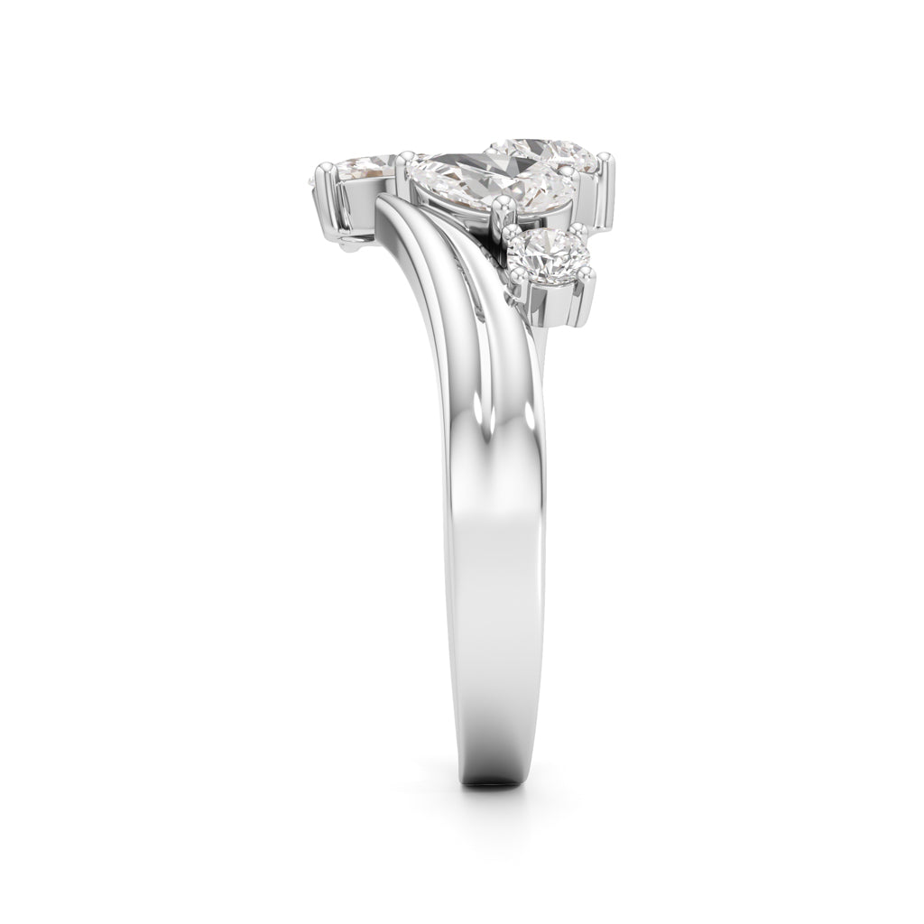 Whimsical MultiShape Diamond Bypass Ring