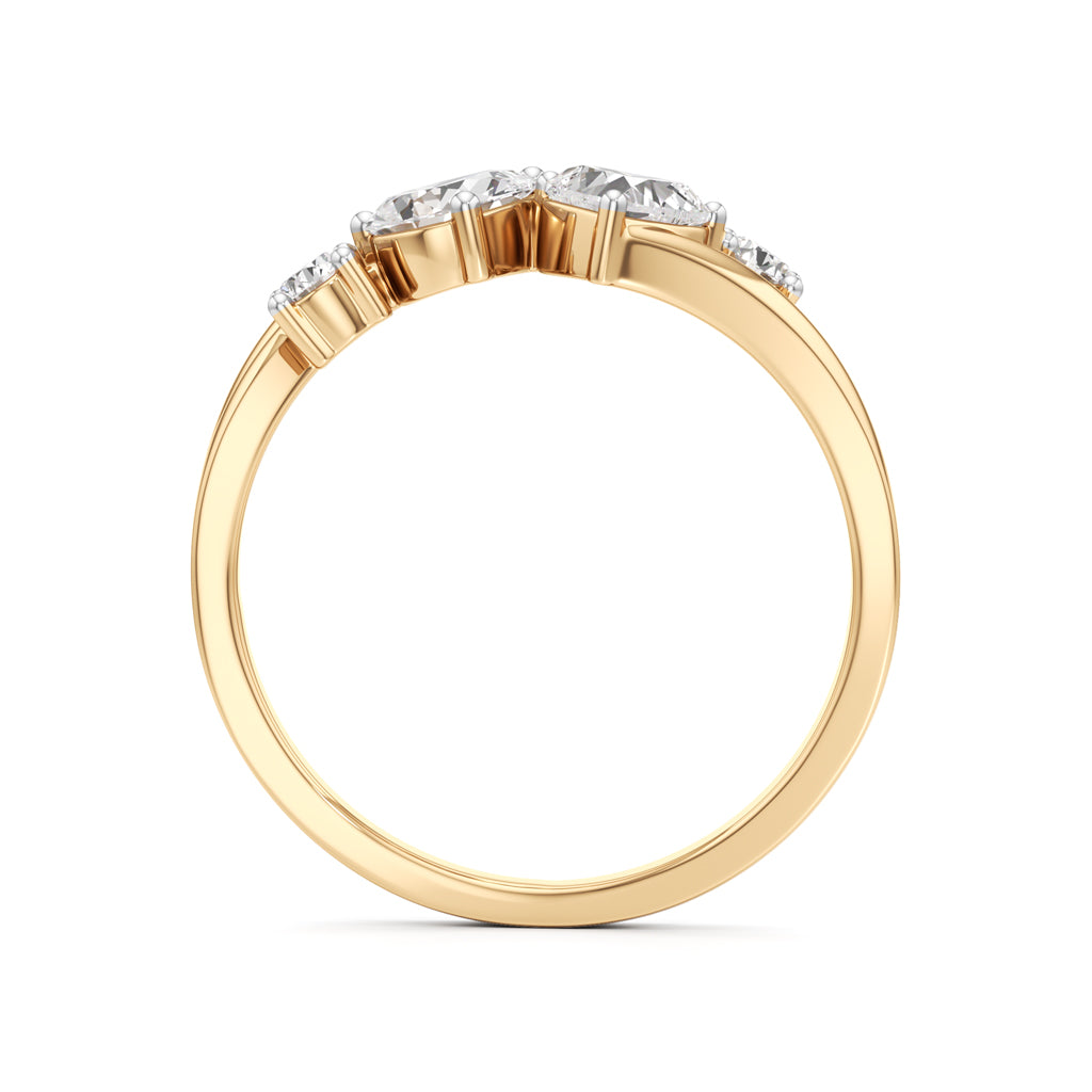 Whimsical MultiShape Diamond Bypass Ring