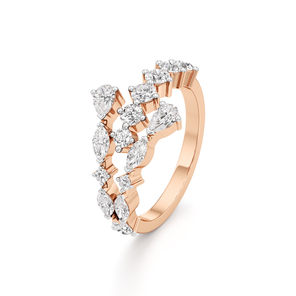 Starlit Swirl MultiCut Diamond Statement Ring