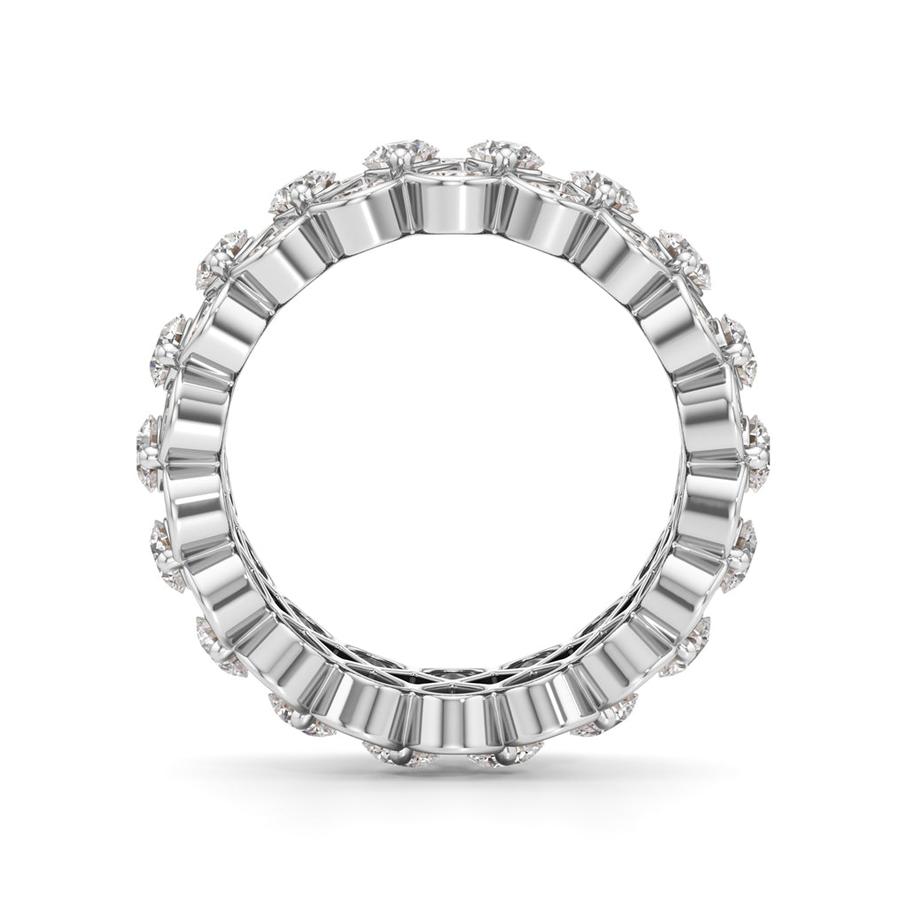 Diamond Lattice Weave Wide Band Ring