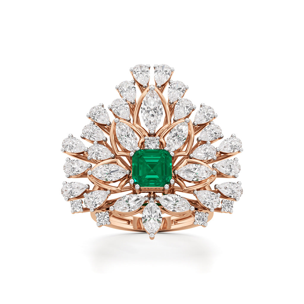Emerald Radiance FanCut Statement Ring