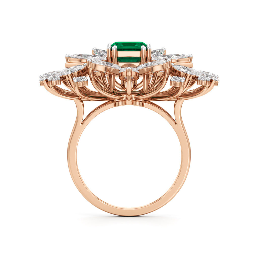 Emerald Radiance FanCut Statement Ring
