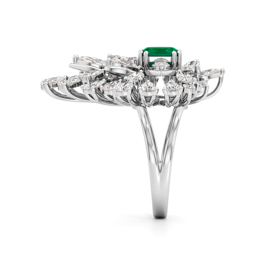 Emerald Radiance FanCut Statement Ring