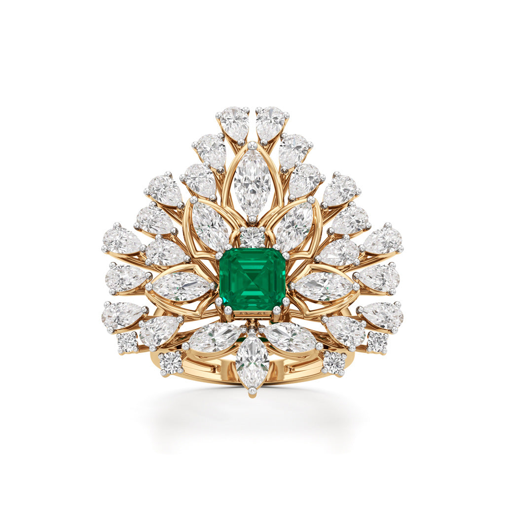 Emerald Radiance FanCut Statement Ring