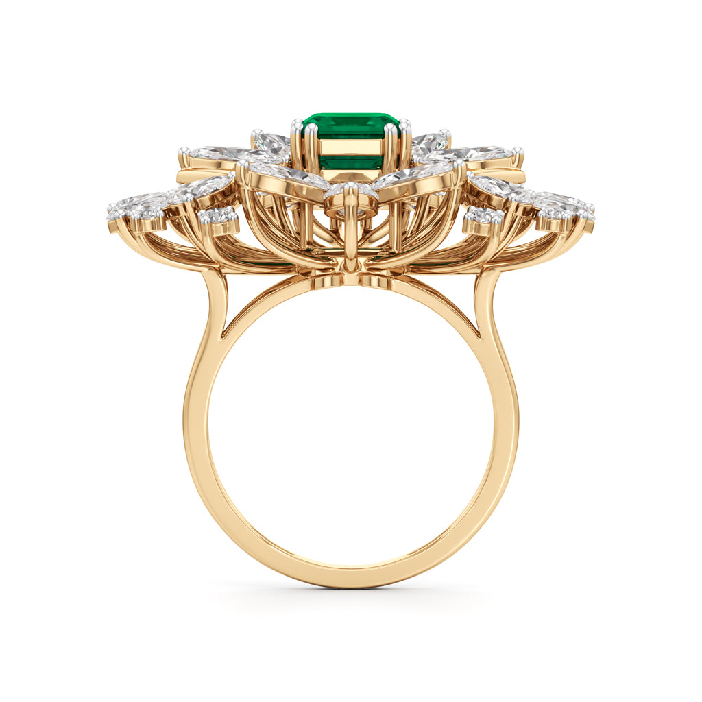 Emerald Radiance FanCut Statement Ring