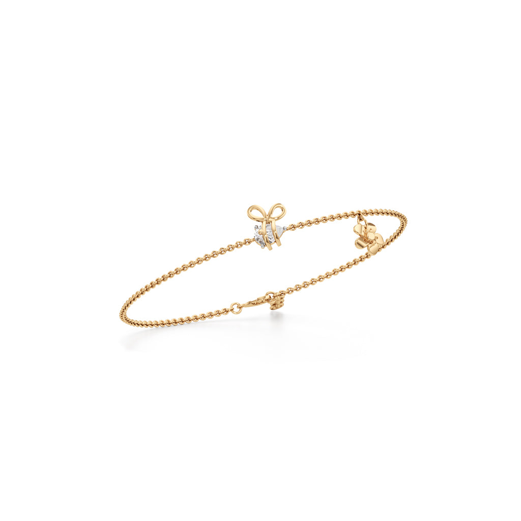 Elegant Silver Vermil Bow Flower Bracelet 65 Inch Delicate Chain