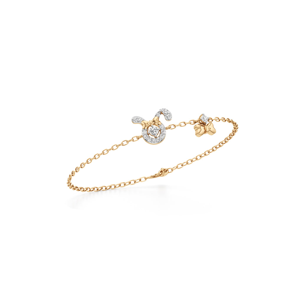 Whimsical Bunny Charm Bracelet 925 Sterling Silver 18k Gold Vermeil Lab Grown Diamond