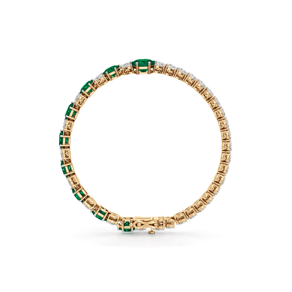 Majestic Hexagon Emerald PearCut 925 Silver 18k Gold Plated Luxury Tennis Bracelet