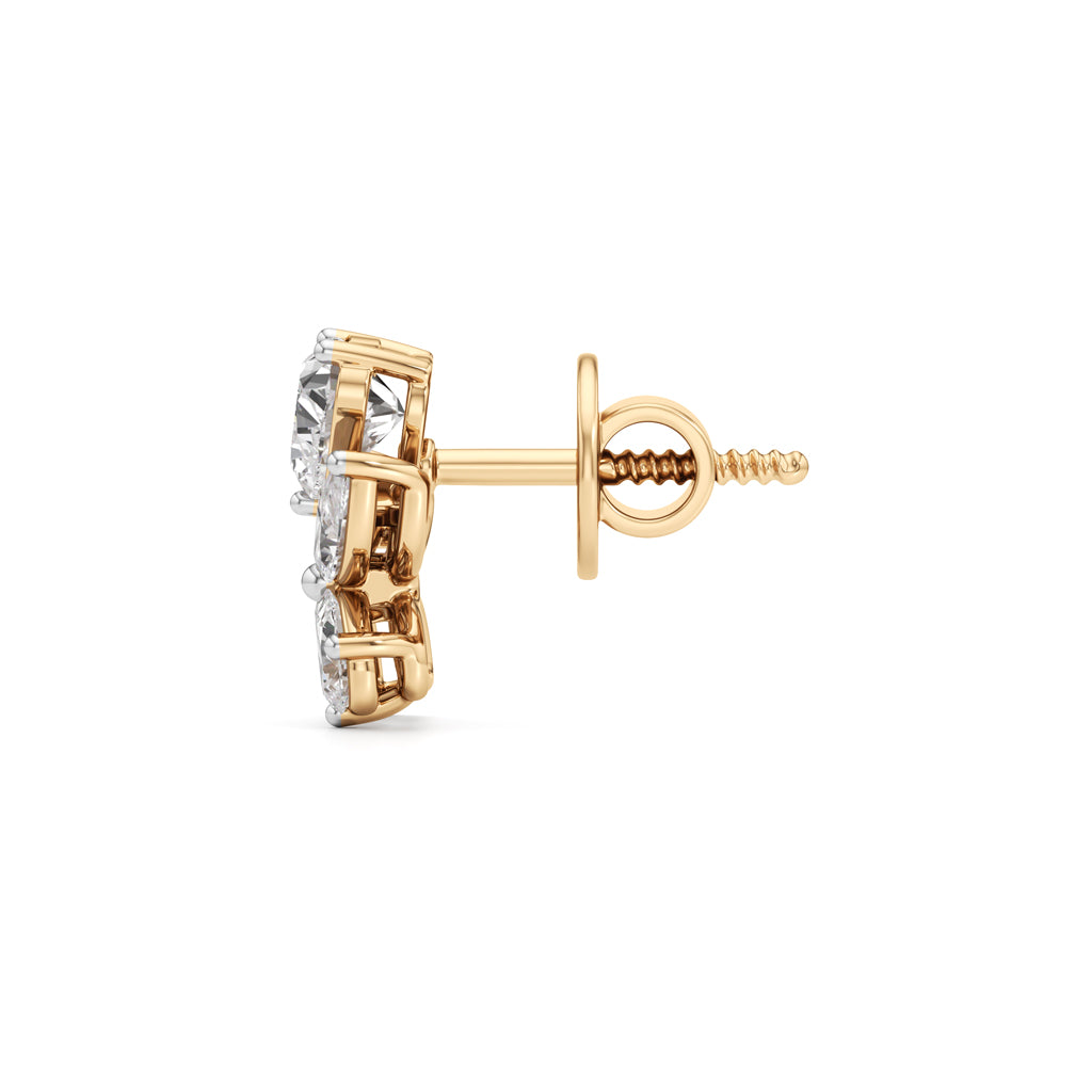 Heart Marquise Butterfly Wing Studs in 925 silver 18k Gold Plated