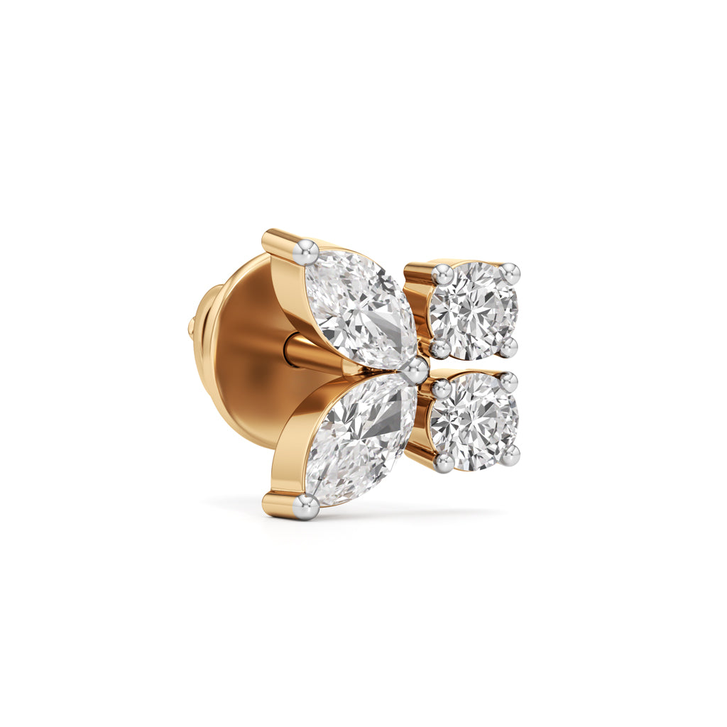 Marquise Round Floral Cluster Studs in 925 silver 18k Gold Plated