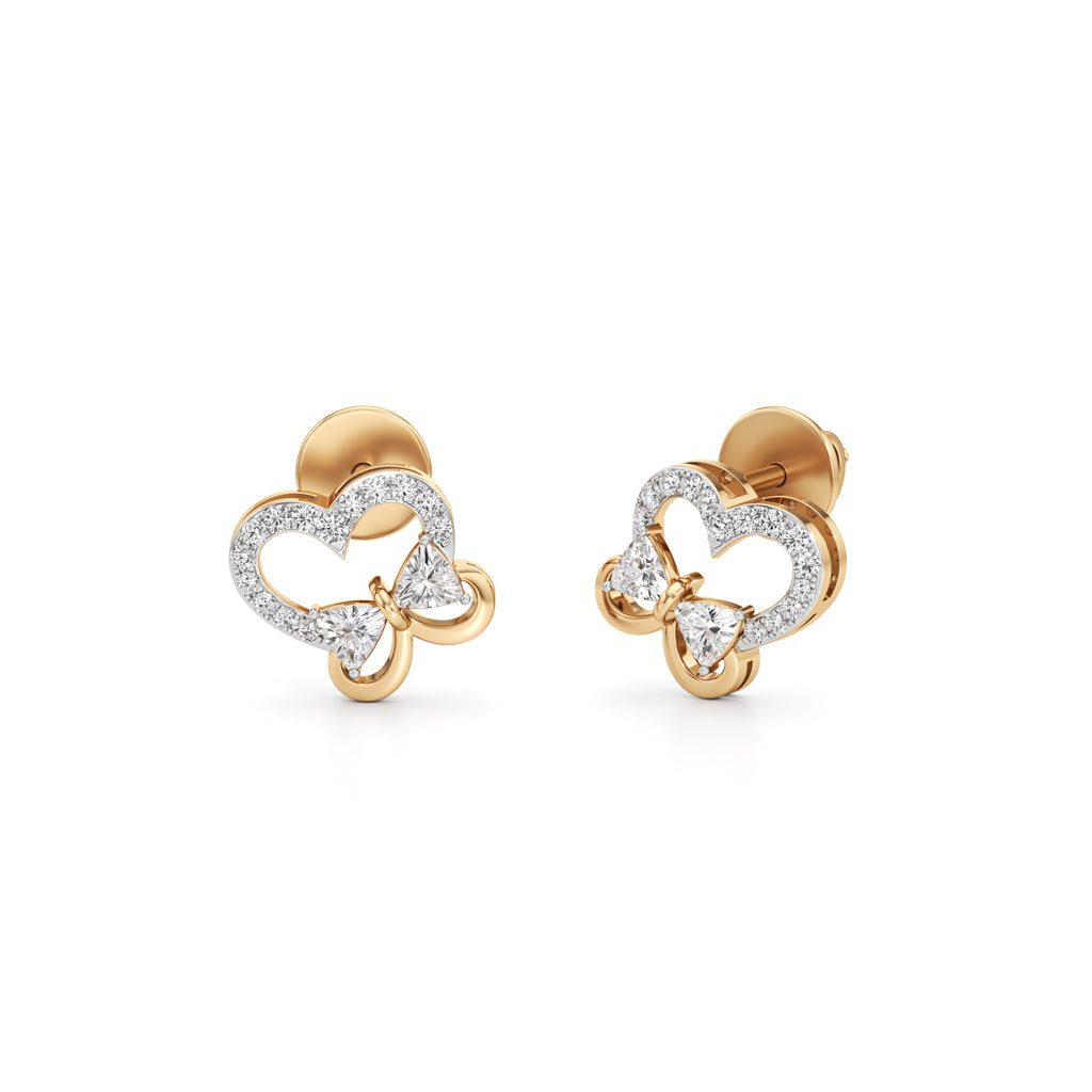 Art Deco Lotus Flower Studs in 925 silver 18k Gold Plated