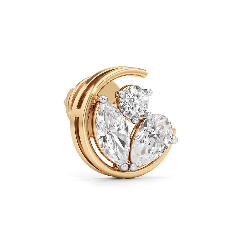 925 Silver 18K Gold Plated Floral Circle Designer Stud Earrings