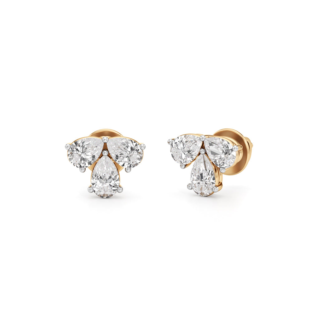 Marquise Butterfly Wing Stud Earrings in 925 silver 18k Gold Plated