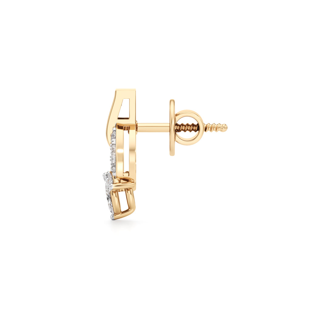 Sky Blue PearCut Pav Flame Drop Earrings in 925 silver 18k Gold Plated