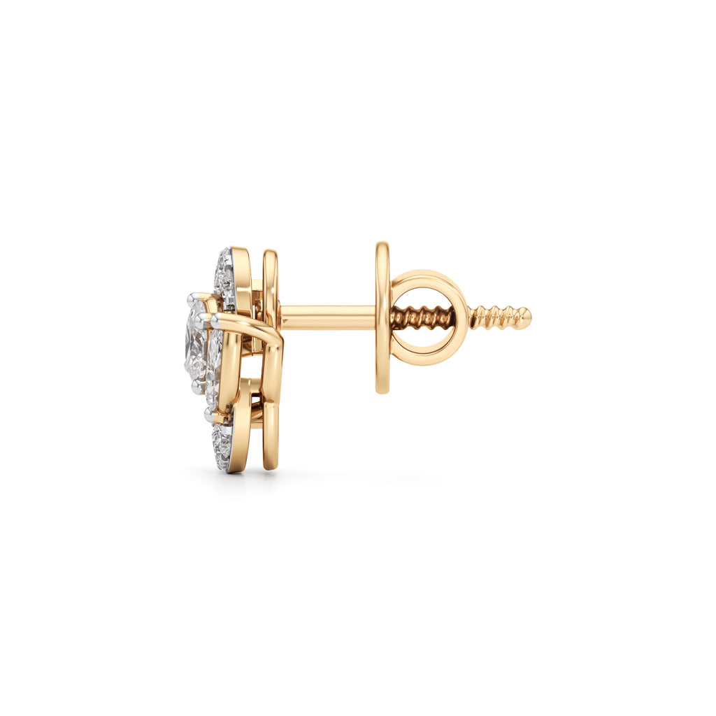 Modern EmeraldCut Halo Studs in 925 silver 18k Gold Plated