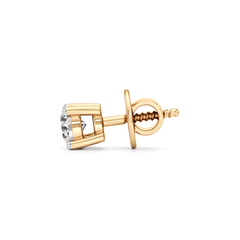 Elegant Solitaire 925 Silver 18k Gold Vermeil Stud Earrings