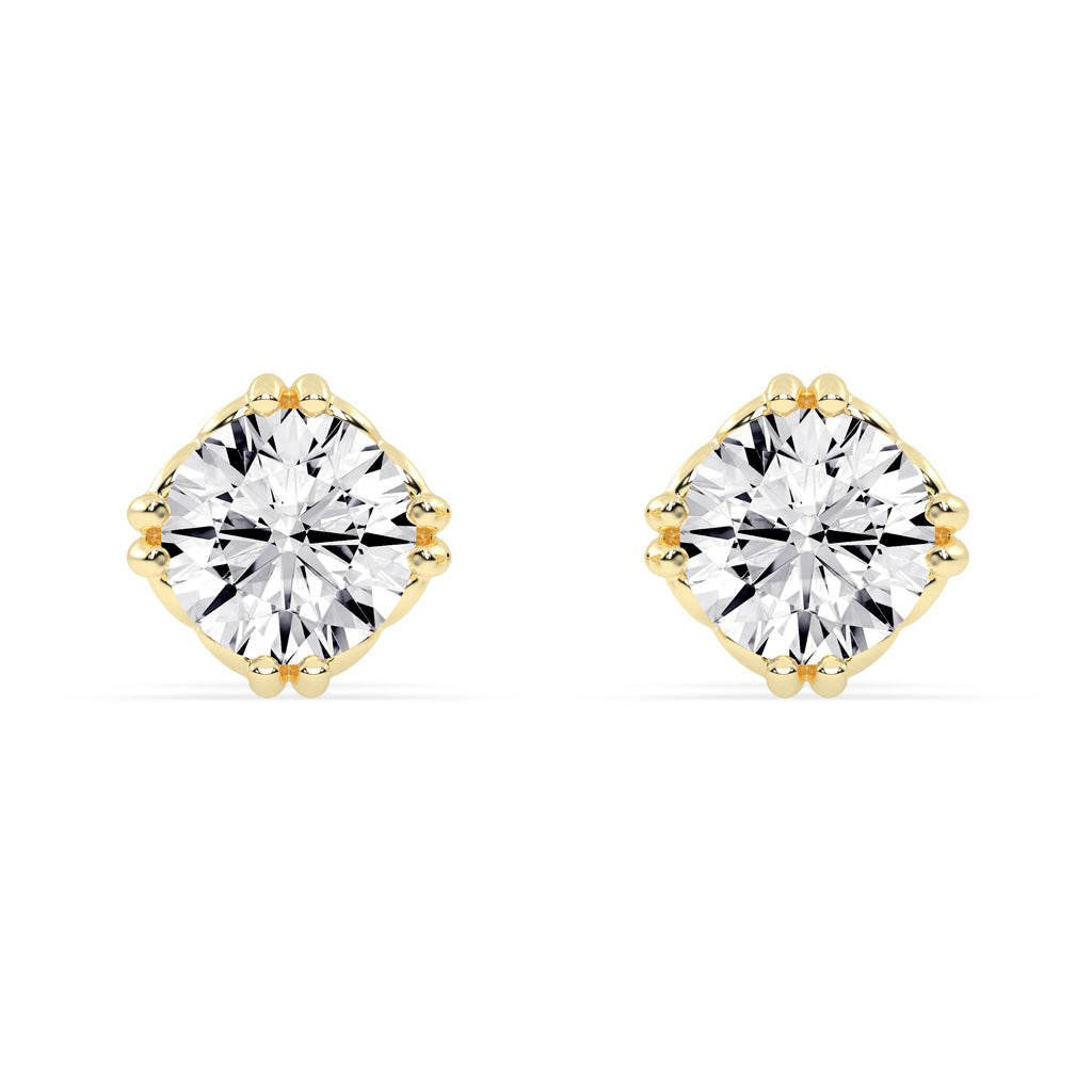 Regal CrownSet Solitaire 925 Silver 18k Gold Plated Statement Stud Earrings