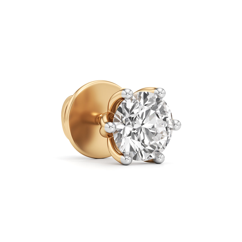 Exquisite Lotus Solitaire 925 Silver 18k Gold Vermeil Stud Earrings