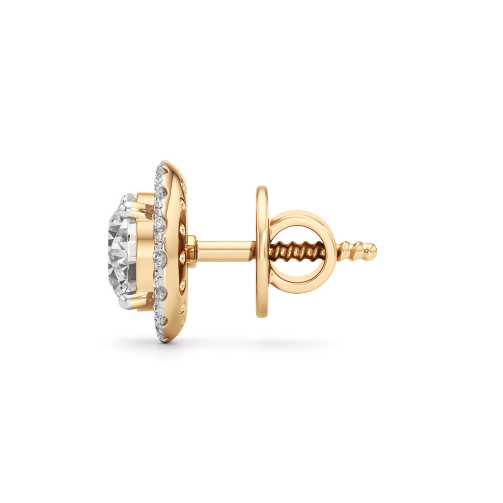 Luxury 925 Silver 18k Gold Vermeil Brilliant Halo Solitaire Stud Earrings