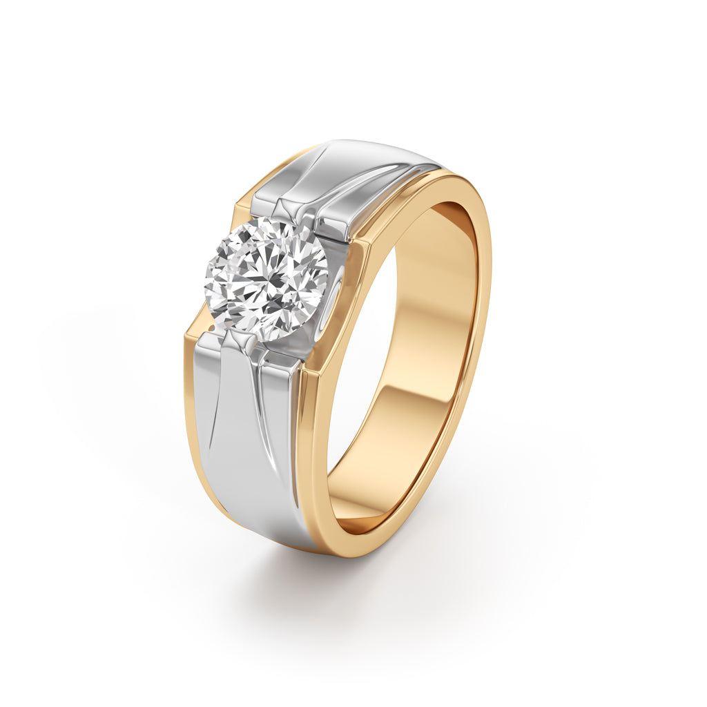 Solitaire 925 Silver 18k Gold Vermeil Mens Statement Ring