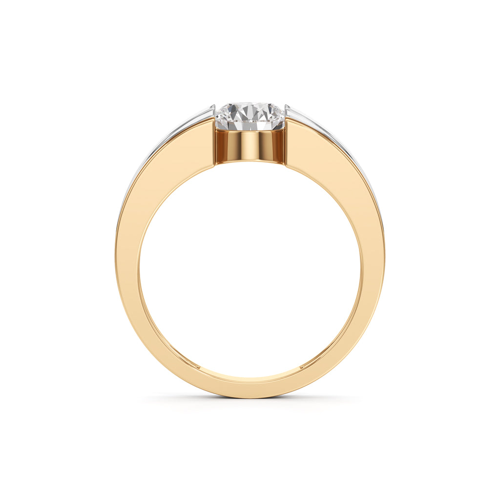Architectural Bold Solitaire 925 Silver 18k Gold Vermeil Mens Sparkle Ring