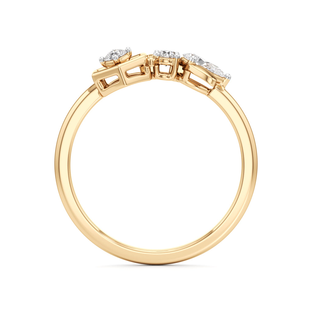 Geometric Bee and Hexagon 925 Silver 18k Gold Plated Artisan Statement Ring
