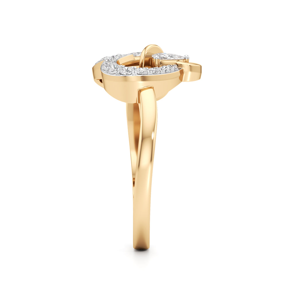 Artisan Trillion Butterfly Pav Heart 925 Silver 18k Gold Plated Statement Ring