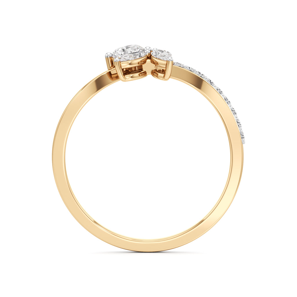 Heart Marquise Floral Bypass Ring in 925 silver 18k Gold Plated