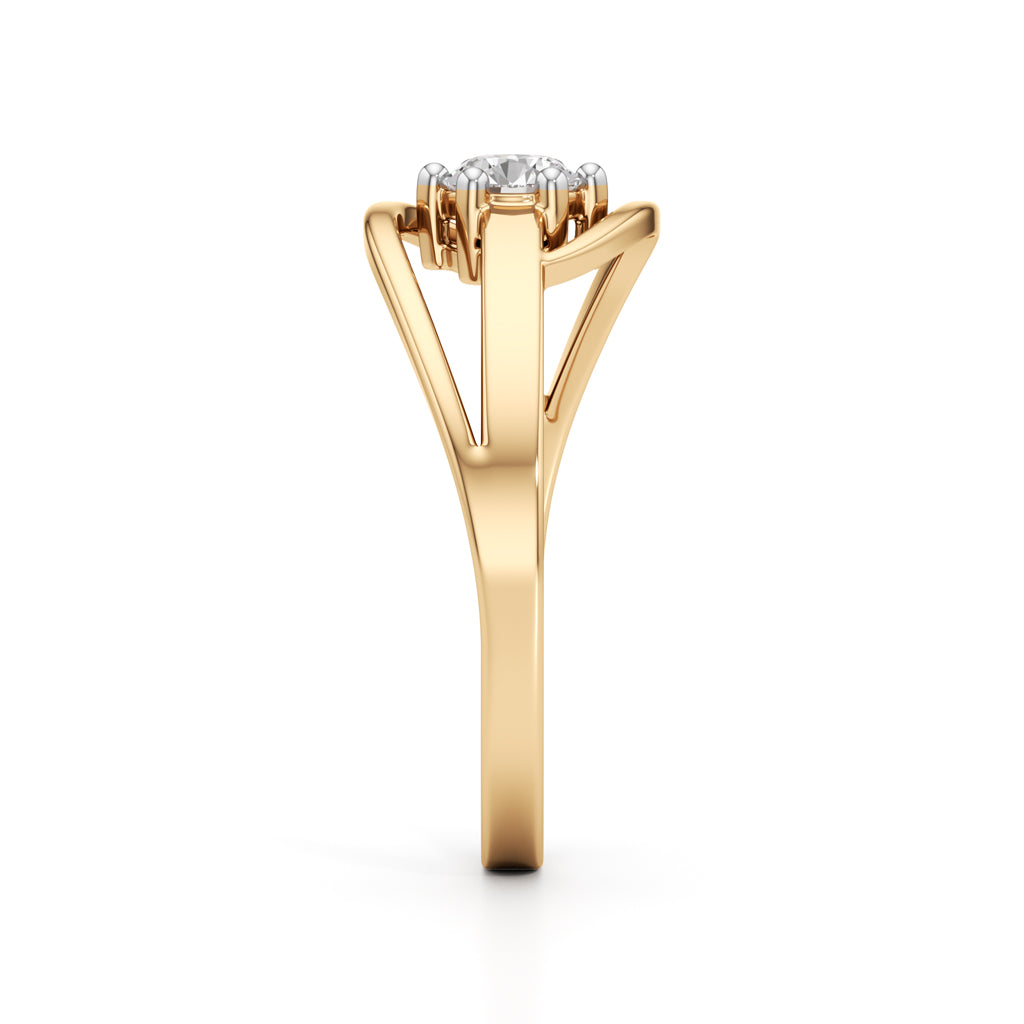 Gorgeous Solitaire 925 Silver 18k Gold Vermeil Bypass Ring