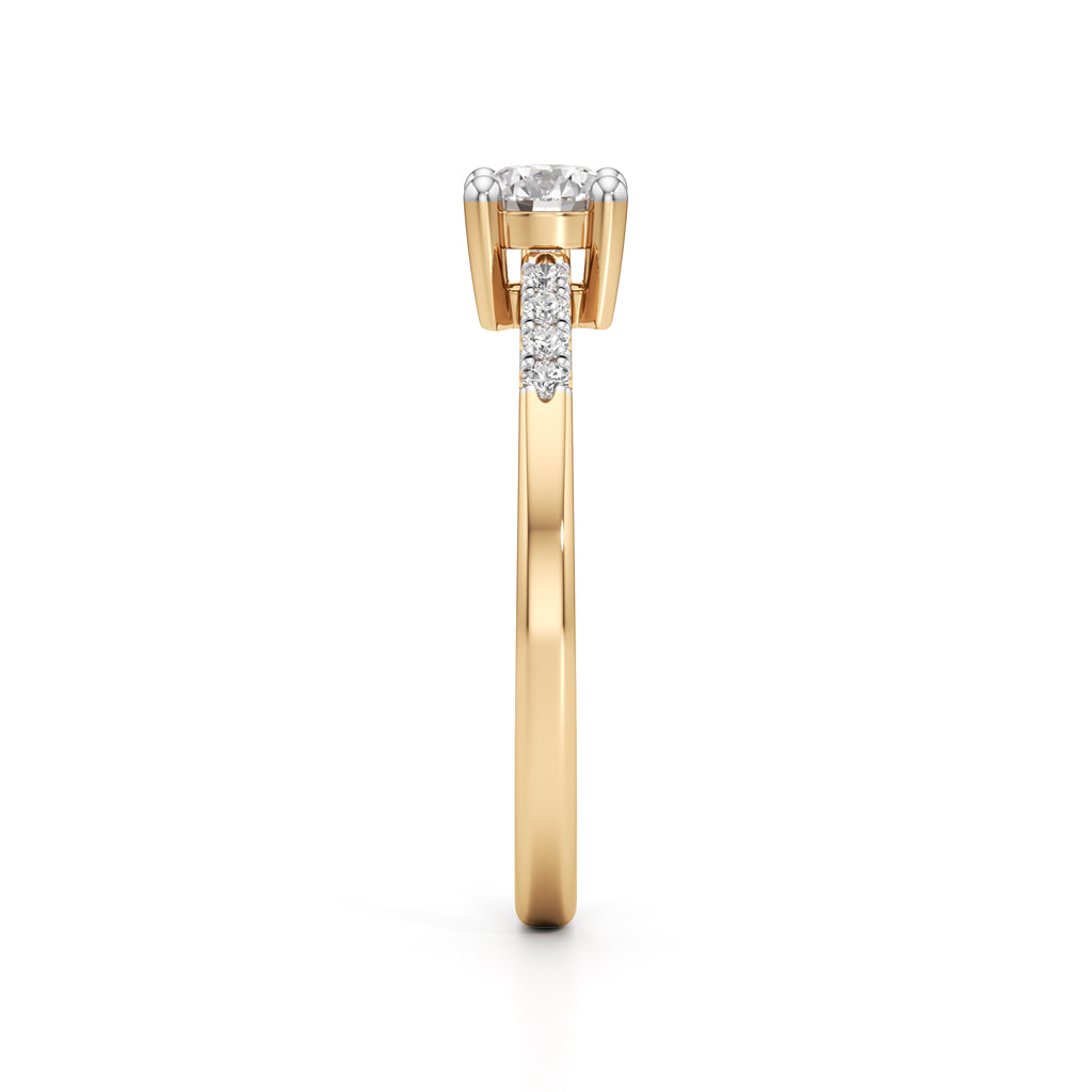 Timeless Solitaire 925 Silver 18k Gold Vermeil Accent Ring