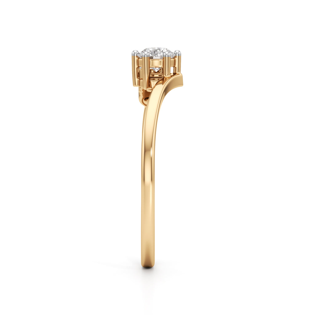 925 Silver 18K Gold Plated ThreeStone DiamondStyle Ring Elegant Fine Jewellery