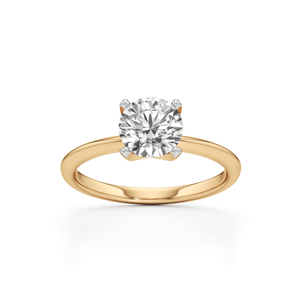 Classic Solitaire 925 Silver 18k Gold Plated HighSetting Statement Ring