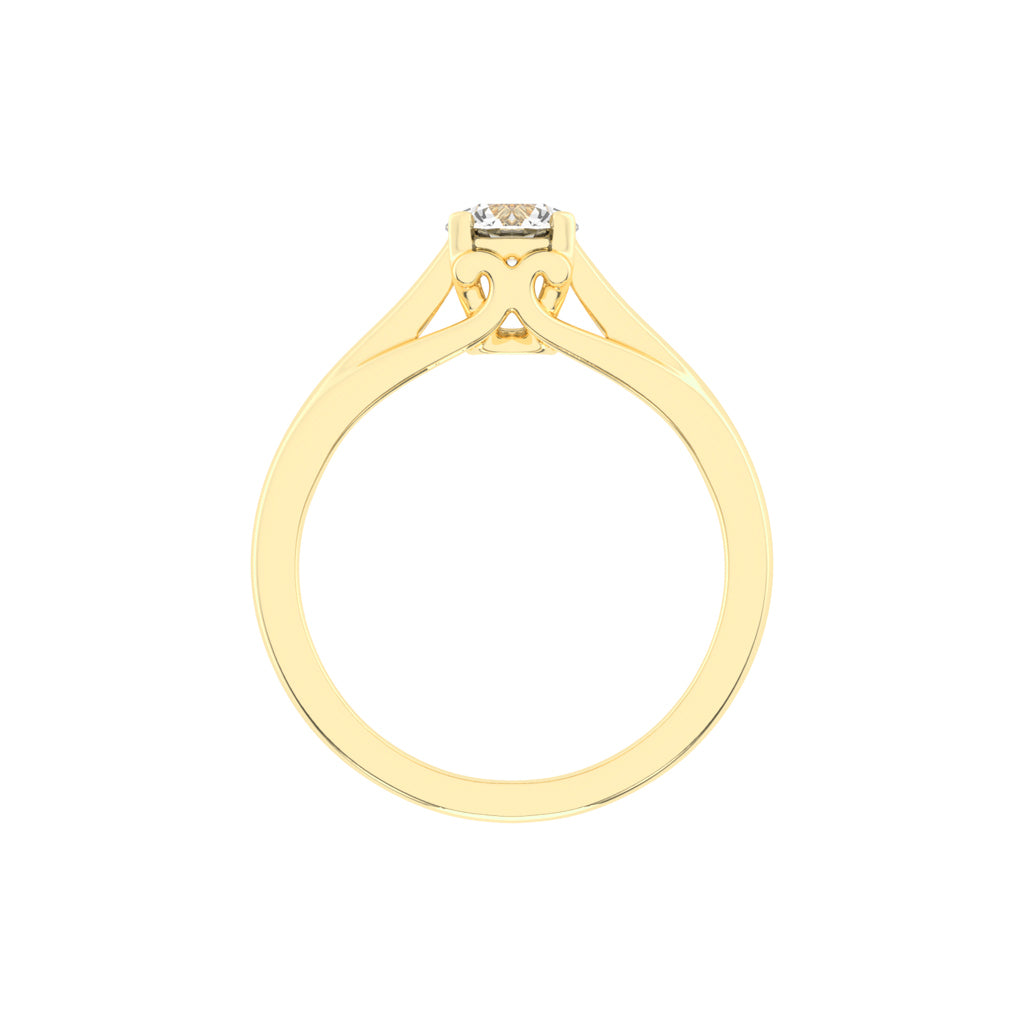 Architectural Solitaire 925 Silver 18k Gold Plated HeartDetailed Statement Ring