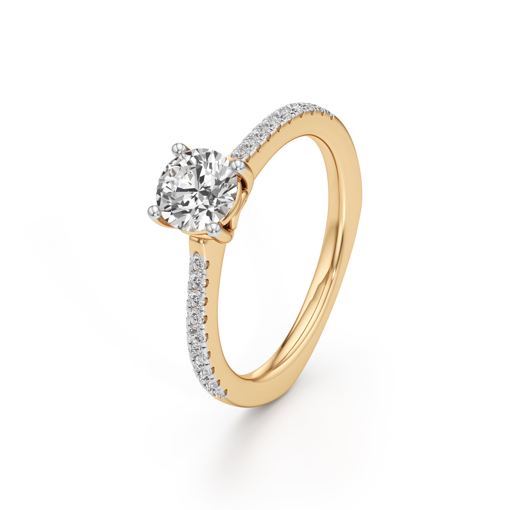 HeartGalleried Solitaire 925 Silver 18k Gold Plated PavSet Statement Ring