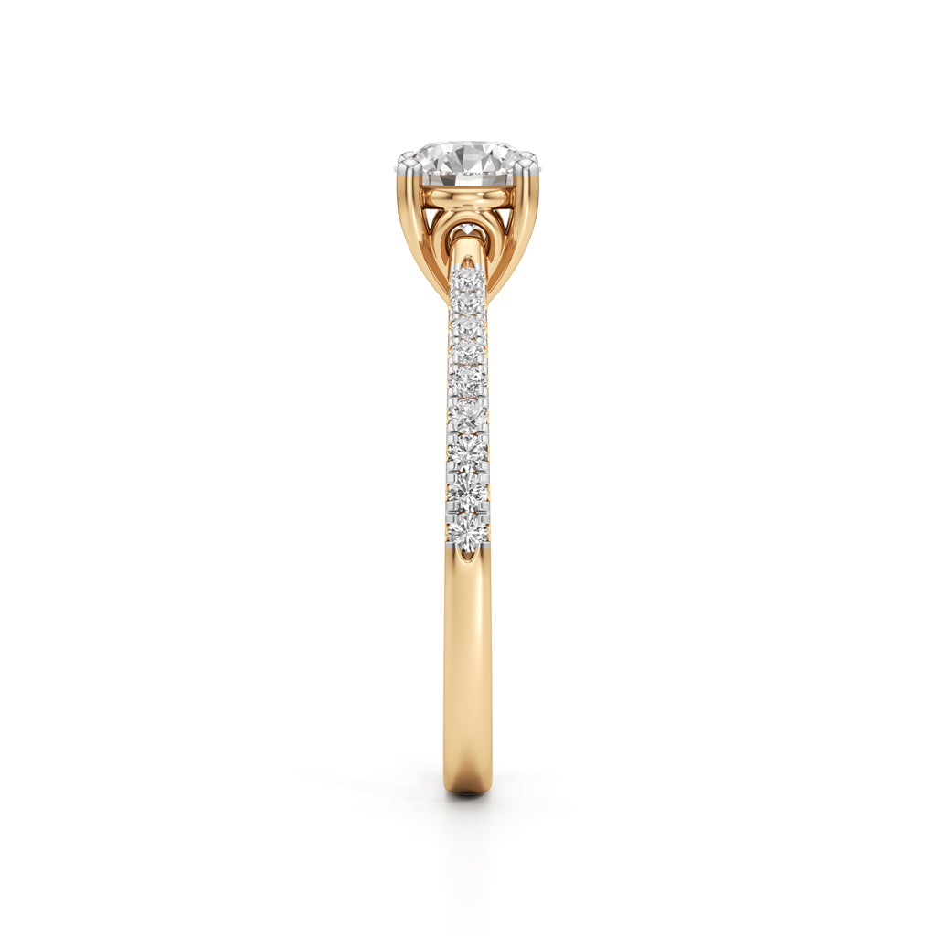 HeartGalleried Solitaire 925 Silver 18k Gold Plated PavSet Statement Ring
