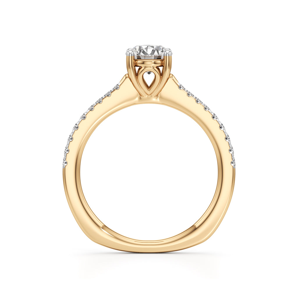 HeartGalleried Solitaire 925 Silver 18k Gold Plated PavSet Statement Ring