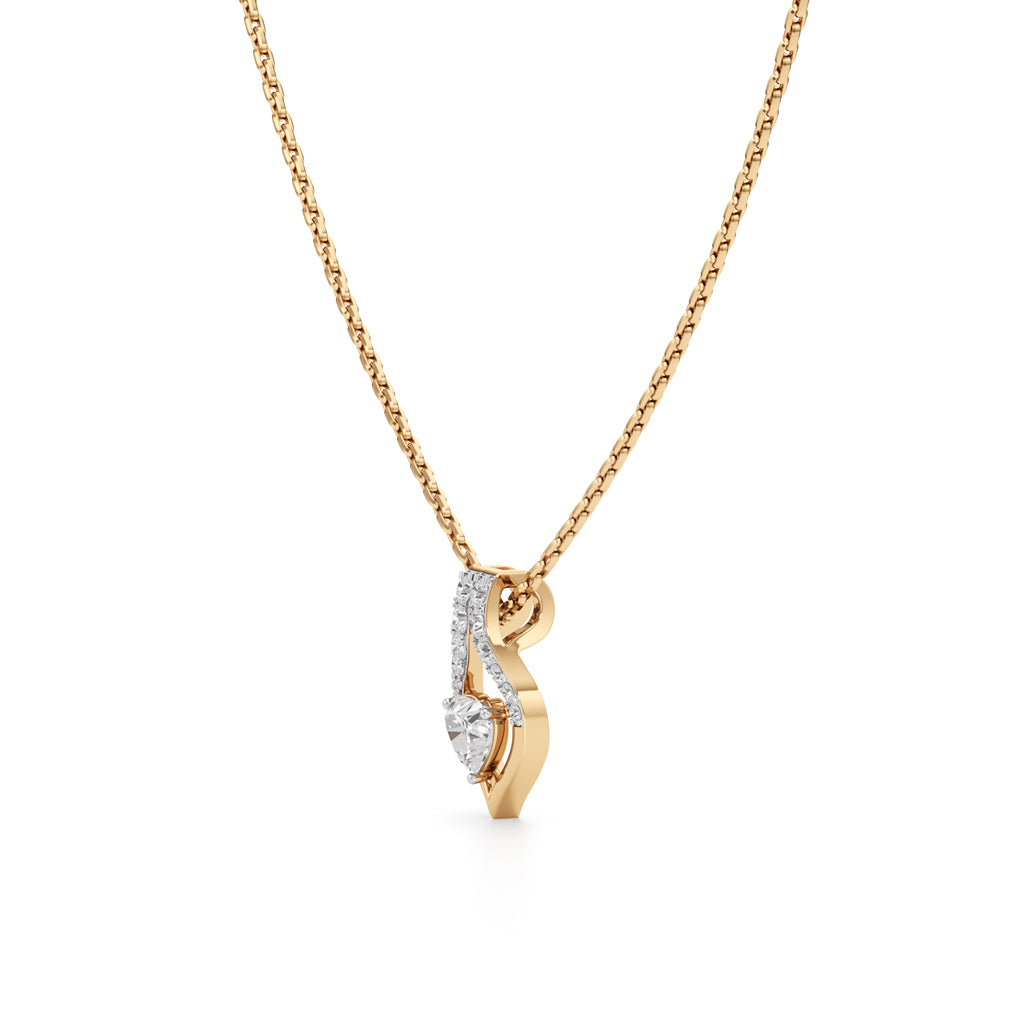 Pretty Heart 925 Silver 18K Gold Plated Pendant Necklace