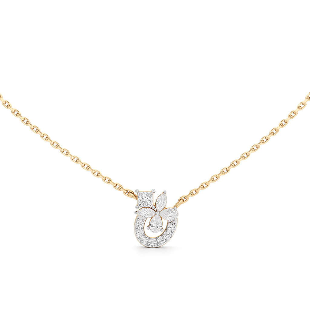 Floral 925 Silver 18K Gold Plated Pendant Necklace
