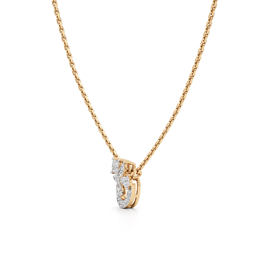 Floral 925 Silver 18K Gold Plated Pendant Necklace