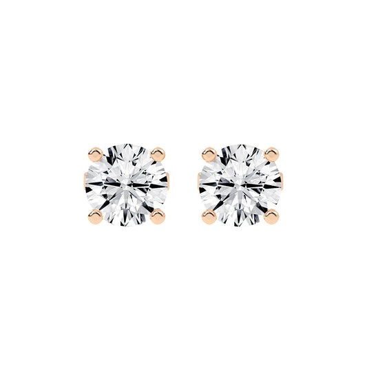2Ct Round Shape Yellow Gold Solitaire Studs Earrings