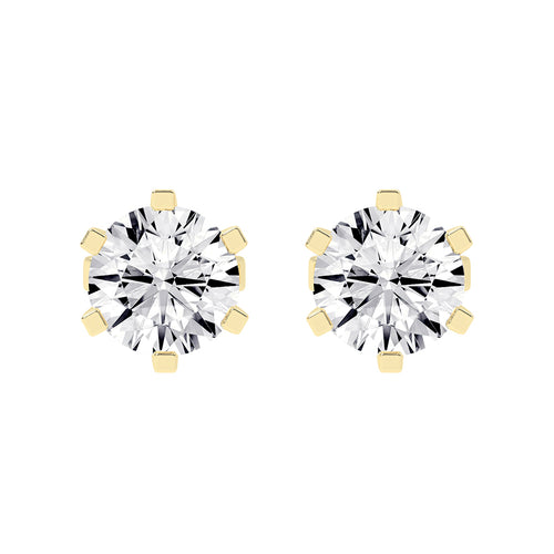 2Ct Round Shape Yellow Gold Solitaire Studs Earrings