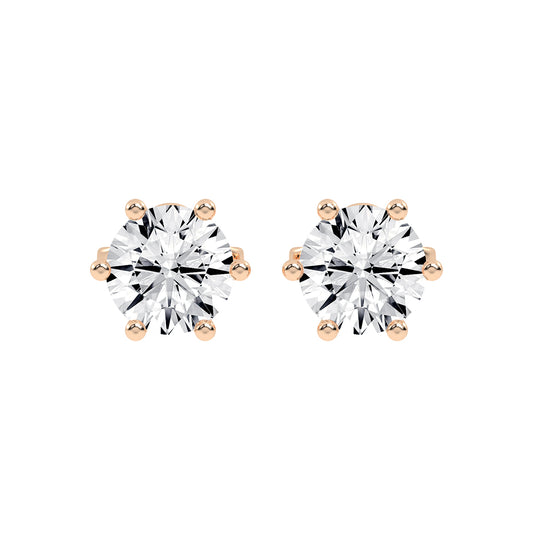 1.25Ct Round Shape Gold Solitaire Studs Earrings