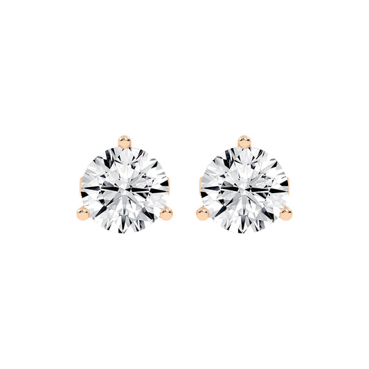 2.25Ct Round Shape Rose Gold Solitaire Studs Earrings