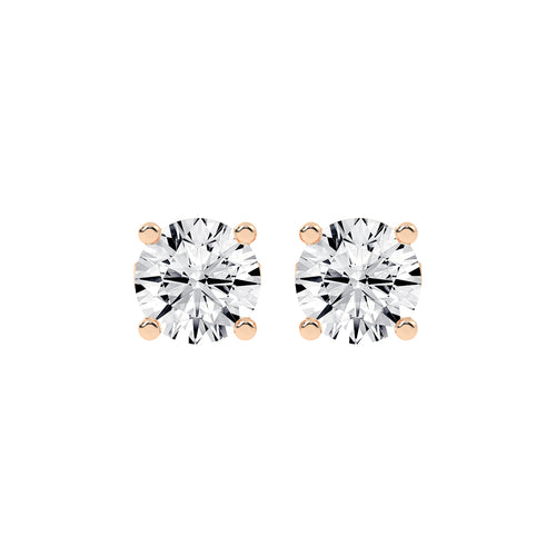 2Ct Round Shape Yellow Gold Solitaire Studs Earrings