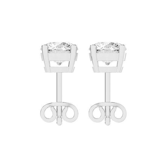 2Ct Round Shape Yellow Gold Solitaire Studs Earrings