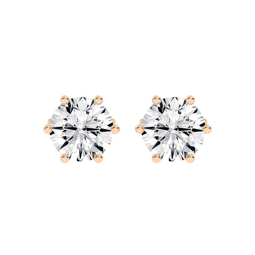 2Ct Round Shape Gold Solitaire Studs Earrings