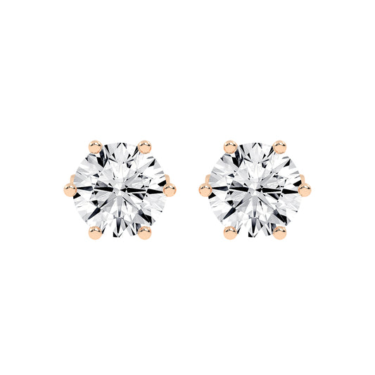 2Ct Round Shape Gold Solitaire Studs Earrings