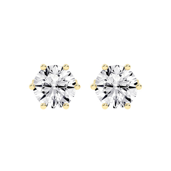 2Ct Round Shape Gold Solitaire Studs Earrings