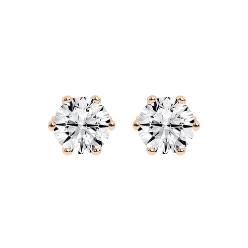 2Ct Round Shape Gold Solitaire Studs Earrings