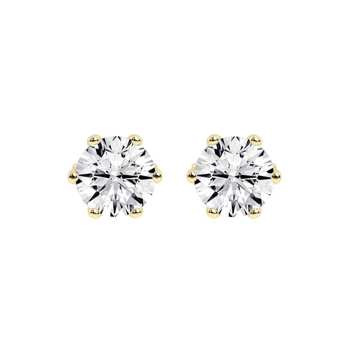 2Ct Round Shape Gold Solitaire Studs Earrings